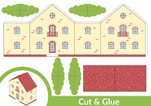 ocuklar iin hazr ev model maketi ablonu, paper craft model house